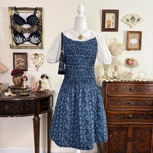 whimsical cottagecore floral pinafore dress